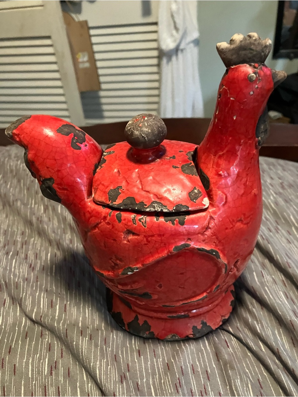 Vintage Red Glazed Ceramic Canister